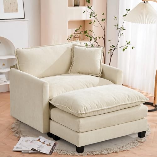 SoarFlash Chenille Sectional Sofa Ottoman,Beige - color: Beige, size: 1 Ottoman