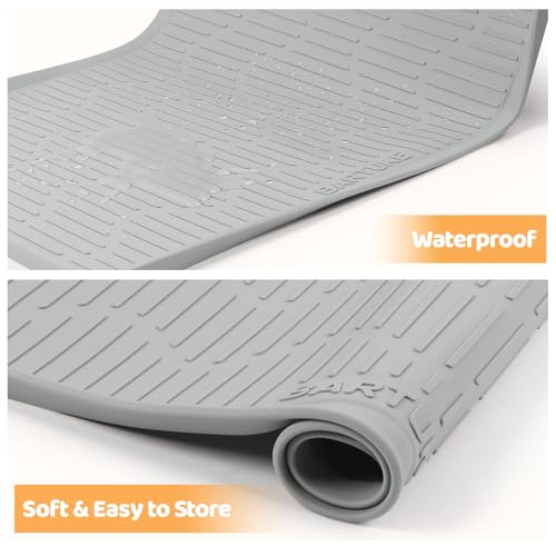 Silicone Cat & Dog Food Mat, 32" x 22" Large Pet Feeding Mat for Cats and Dogs Bowl, Pet Placemat for Food and Water with Raised Edge, Waterproof, Leakproof (Grey) - size: 32"x22"