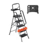 VEVOR 5 Step Ladder, Folding Step Stool with Wide Anti-Slip Pedal, Tool Tray, Dual Side Handrails, Portable Steel Ladder, Multi-Use for Kitchen, Home, Household and Office, Black - size: 20.9 x 41.9 x 68.5 in(Expanded)