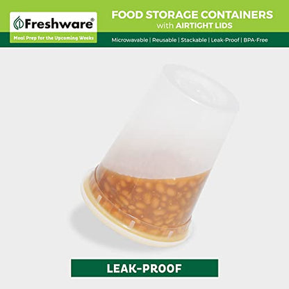 Freshware Food Storage Containers with Lids [60 Pack 8, 16, 32 oz, 20 sets each size] Plastic Deli Containers, Meal Prep Containers, Microwave and Freezer Safe, Stackable, Leakproof, BPA Free, Clear - size: 8, 16, 32 oz - 60 Mix Set