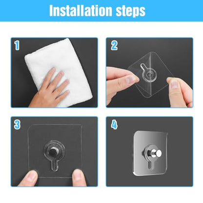 Drill Free Adhesive Hooks, Reusable Heavy Duty Adhesive Wall Mount Screw Free Sticker, Picture Hangers without Nails, Seamless Screws Wall Hangers for Wall Mount,Bathroom,Home,Kitchen,Office (20Packs) - color: 20Packs