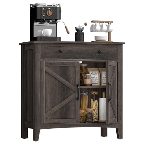VASAGLE LIRY Collection - Buffet Cabinet, Coffee Bar Cabinet with a Drawer, Adjustable Shelf, Sideboard Storage with Cable Hole, Drawer Divider, Taupe Brown UBBK341TA01S - color: Taupe Brown, size: 1 Drawer + 2 Doors (31.5"W)