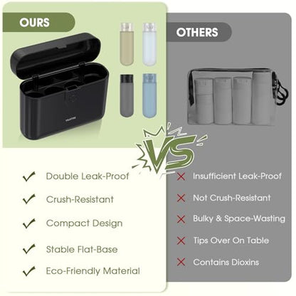 Travel Bottles with Case, 4x2oz TSA Approved, Leak-Proof, Press to Unlock, Compact & Portable Travel Toiletries (Black) - color: Black