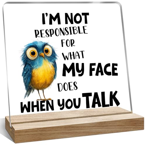 Funny Office Desk Décor Gifts for Women, I'm Not Responsible for What My Face Desk Decoration, 4x4 Inches - color: Lavender