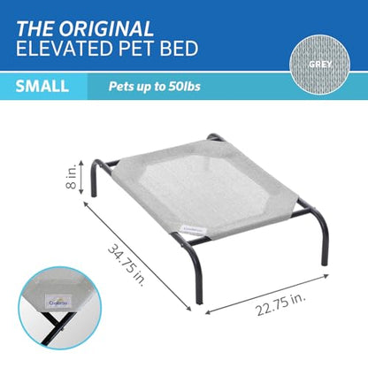 Coolaroo Original Elevated Dog Bed - Breathable Off-The-Ground Pet Bed with Cooling Fabric, Joint Relief & Moisture-Resistant Fabric, 100% Recyclable, Easy Clean, Grey, Small - color: Grey, style: Small Dog Bed