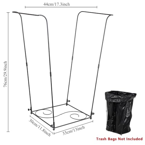 Trash Bag Holder, 30-45 Gallon Portable Leaf Bag Holder, Metal Garbage Bag Holder, S Pattern Trash Bag Holder Stand for Camping, Party, Wedding，Gardening - color: BlackF-1 PC