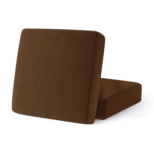 SUBRTEX Stretch Couch Slipcovers RV Covers Chair Loveseat Sofa Cushion Spandex Elastic Furniture Protector for Seat (2 Packs, Coffee) - color: Coffee, size: 2 pieces
