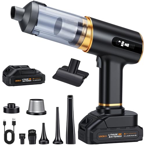 Handheld Vacuum Cleaner Cordless-17000PA Strong Suction for Car & Home, Car Vacuum Portable Rechargeable Lightweight for Pet Hair with HEPA Filter, Quick Clean in Office/Desk/Couch (Black)