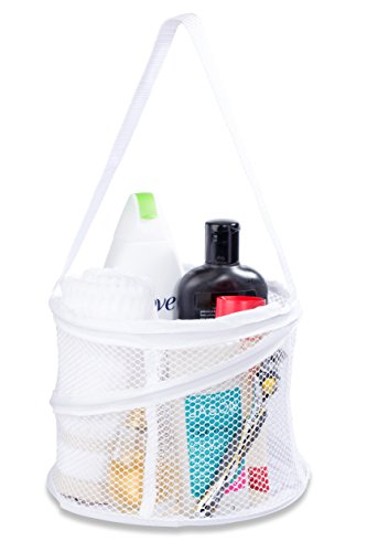 Handy Laundry Portable Shower Caddy Mesh Basket, Small Collapsible Foldable Toiletry Organizer with Handle, Quick Dry Drain Hole, Large Compartments for Dorm, Gym, Travel, Camping, White - color: White, size: Small