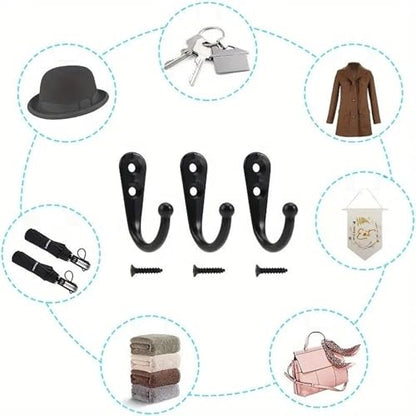 4 Pcs Wall Mounted Hooks for Bedroom,Bathroom,Kitchen,and Cabinet Hangers (with 8 Screws)-Bronze - color: Bronze