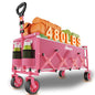 Extra Long Collapsible Wagon Cart, 480LBS Heavy Duty Utility Wagons with All-Terrain Wheels, Foldable Grocery Carts for Gardening, Shopping, Beach, Camping, Rose Pink - color: Rose Pink