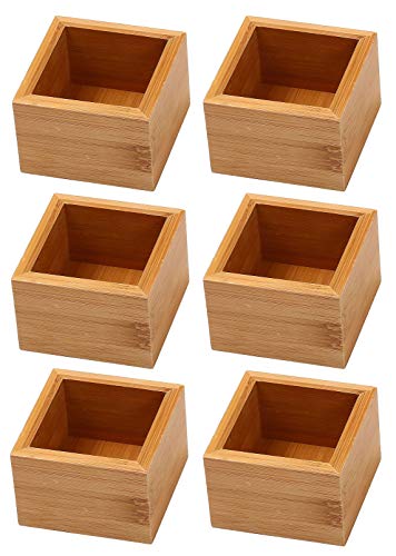 YBM HOME Bamboo Drawer Organizer Storage Box for Kitchen Drawer, Junk Drawer, Office, Bedroom, Children Room, Craft, Sewing, and Bathroom, 6 Pack 3x3x2 inch - size: 3x3x2 inch ( Pack of 6 )