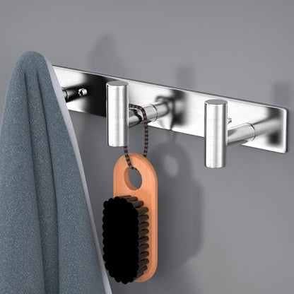 HUFEEOH 2 Pack Coat Hooks Wall Mount, Silver T Shaped 3 Hooks Wall Hooks Stainless Steel Coat Hanger, Heavy Duty Towel Hooks Purse Rack for Hanging - color: Silver, size: 2 Pack "T" shape 3 hooks