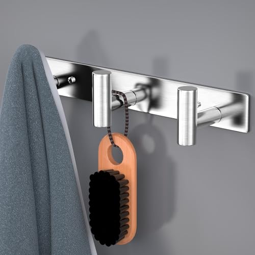 HUFEEOH Coat Hooks Wall Mount, Stainless Steel 3 Hooks Wall Hooks T Shaped Coat Hanger Wall Mount, Heavy Duty Silver Towel Hooks Purse Rack for Hanging - color: Silver, size: 1 Pack "T" shape 3 hooks