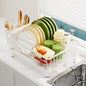 Dish Drainer Rack with Drip Tray, Sink Dish Drainer with Drainage Spout, Stainless Steel Dish Drying Rack with Cups, Utensil & Cutting Board Holders for Kitchen Counter Space-Saving, White - color: White