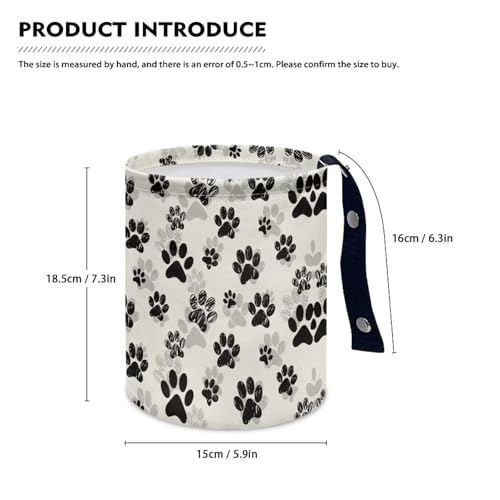Renewold Car Trash Can Car Trash Bag Foldable Hanging Dog Paw Black Beige Trash Bin Garbage Can Adjustable Button Straps Home Office Camping Picnic Beach Storage Organizer Bag Container - color: Dog Paw Black Beige