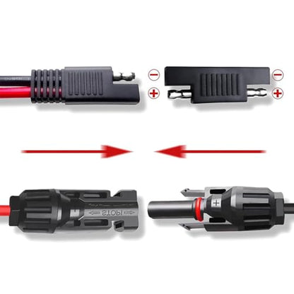 1ft 10AWG Solar Panel Connector Cable, SAE to MC-4 Male Female Adapter PV Extension Cable with SAE Polarity Reverse Adapter for RV Caravan Solar Panel Battery Charger - style: 1PCS