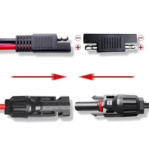 2Pcs 1FT 10AWG Solar Panel Connector Cable, SAE to MC-4 Male Female Adapter PV Extension Cable with SAE Polarity Reverse Adapter for RV Caravan Solar Panel Battery Charger - style: 2PCS