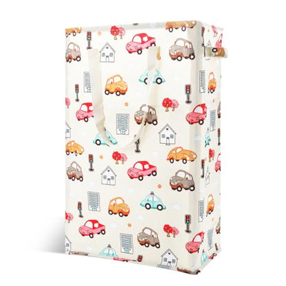 Odonata Slim Laundry Hamper Handles Collapsible Laundry Basket Thin Dirty Clothes Basket Narrow Laundry Bag Foldable Dirty Hamper 48L (Car) - color: Car