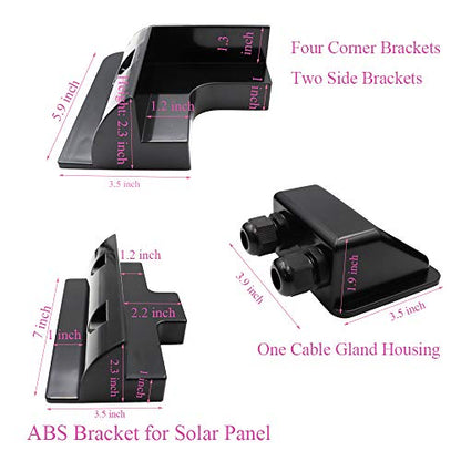 Solar Panel Mounting Brackets ABS Corner Bracket Kit 7PCS, Drill-Free Widely Used on Roofs of RV, Caravans, Vehicles, Camper Vans, Sheds, Garages, Deck of Boats, Black - color: Black
