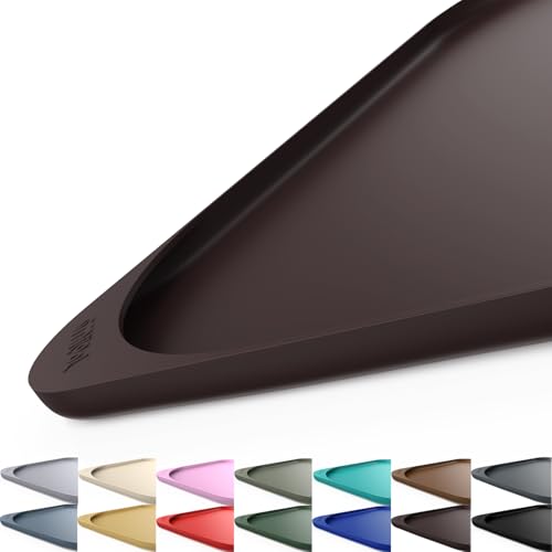 Smilool Silicone Pet Food Mat with Raised Edge for Food and Water Bowl, Dog Feeding Mats, Cat Food Trays for Floor Waterproof, Rubber Tray for Dogs and Cats, 19 x 12 x 0.7 Dark Brown - color: Dark Brown