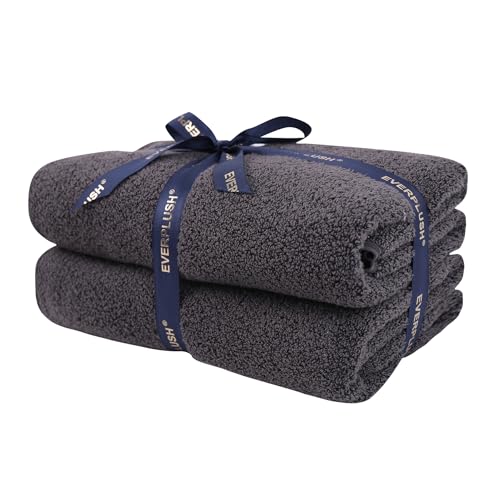 Everplush Diamond Collection Extra Large Bath Towel Sheet – 2 PK, Super Soft & Highly Absorbent, Quick-Drying, Oversized & Thick. Perfect for Bathroom, Pool, Swimming Use (Charcoal, 35" x 66" 2PK) - color: Charcoal, size: (Pack of 2) Bath Sheets (35 x 66