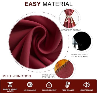 Self Adhesive Curtains - No Drilling, No Rod, Easy to Install Blackout Curtains for Window Blinds,Bedroom(Burgundy 35 * 59in-1P) - color: Burgundy, size: 35"W x 59"L (Pack of 1)