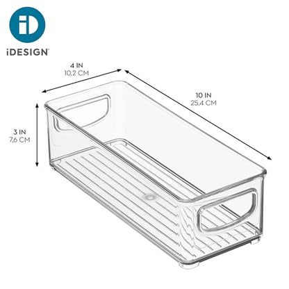 iDesign Plastic Stackable Pantry Bin, Clear | Storage Bin with Handles, For Cabinets or Fridge - style: Pack of 1