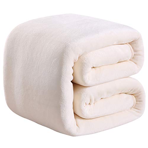 Polar Fleece Throw Blankets Travel Size for The Bed Extra Soft Brush Fabric Super Warm Sofa Throw Blanket 50" x 61"(Ivory Travel) - color: Ivory, size: Travel (50-Inch-by-61-Inch)