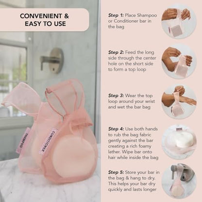 Kitsch Bar Soap Saver Pouch – Patented Mesh Soap Bag for Shampoo and Conditioner Bars - Extends Use & Prevents Soggy Mess - Recycled Beauty Bar Bag, Eco-Friendly - Blush - color: Blush