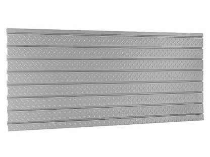 NewAge Products Pro Series 56-Inch x 24.5-Inch Diamond Plate Silver Slatwall Backsplash, Heavy Duty Steel Garage Wall Organizers, 51713