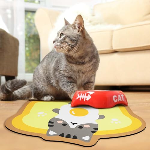 Yellow Cat Food & Water Mats - Absorbent Pet Feeding Placemats, 17.7 * 12 inch - color: Egg, size: Small