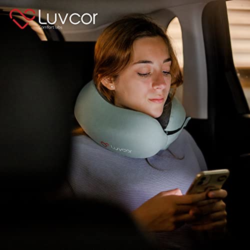 Premium Quality Memory Foam Travel Neck Pillow Bundle - Best Ergonomic Pillow for Airplane Travel, car Ride, Sleeping. Comes with Eye mask, earplugs and Storage Bag. (Imperial Green) - color: Imperial Green