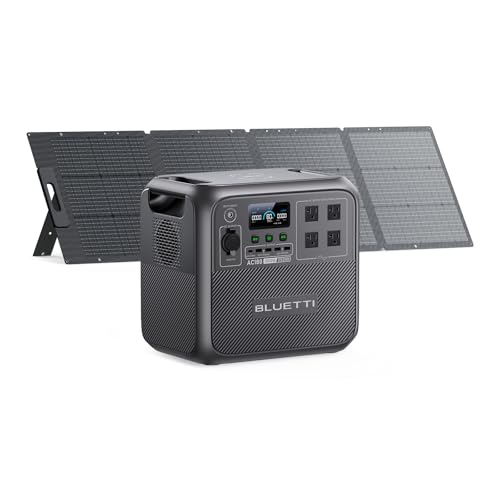 BLUETTI AC180 Solar Generator with 200W Solar Panel (Ships Separately), 1152Wh Portable Power Station w/ 4 1800W (2700W Surge) AC Outlets, LFP Power for Outdoor Camping, Trip, Power Outage - style: BLUETTIAC180+200W
