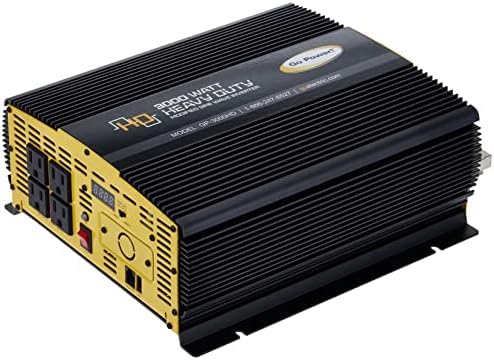 Go Power 3000 Watt Heavy-Duty Modified Pure Sine Wave Power Inverter, 12V to 120V AC, Surge Capacity - 4 AC Outlets for Running Multiple Appliances for RVs, Boats, Trucks, and Home Backup - size: 3000 Watt