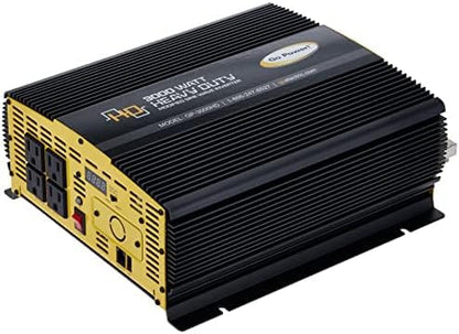 Go Power 3000 Watt Heavy-Duty Modified Pure Sine Wave Power Inverter, 12V to 120V AC, Surge Capacity - 4 AC Outlets for Running Multiple Appliances for RVs, Boats, Trucks, and Home Backup - size: 3000 Watt
