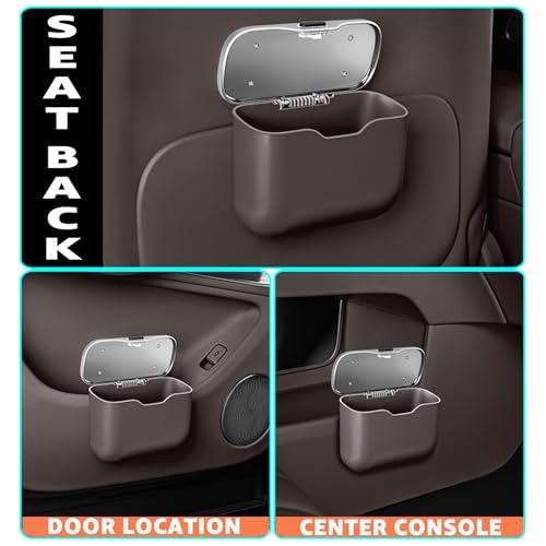HOLDCY Car Trash Can, Waterproof Multi‑Functional Auto Trash Bin for Door/Console/Seat Back, Universal Vehicle Garbage Can for Car/Truck/SUV Drivers (Brown) - color: Brown