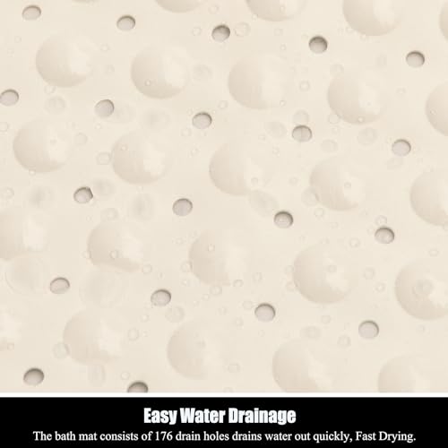 Bathtub and Shower Mats, 28 x 15 Inch Non-Slip Bath Mat, Machine Washable Bath Tub Mat with Suction Cups & Drain Holes for Bathroom, Beige - color: Beige, size: 28" x 15" (Rectangular)