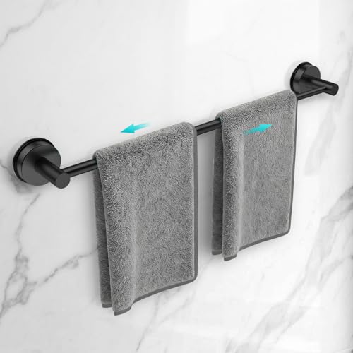 Adjustable Suction Cup Towel Bar for Bathroom Wall,17 Inch~29 Inch Towel Racks for Bathroom,Stainless Steel Bath Towel Holder for Shower(Matte Black) - color: Black-1pc, size: 17-29"