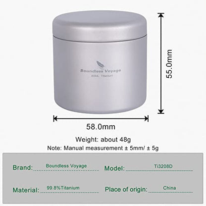 Boundless Voyage Titanium Small Tin Can Box Canister Tea Tins Coffee Tins Food Storage Container for Tea,Coffee, Herb, Candy, Chocolate, Sugar, Spices, Beans - color: Ti3208D-80ml 1pcs