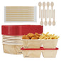 8 Pack 32oz Paper Lunch Box Bento Boxes, 2-Compartment Food Storage Containers with Lids, Leakproof Soak-Proof and Microwave Safe, Disposable To Go Boxes for Picnics, Offices, Catering, Red Lid - color: Red