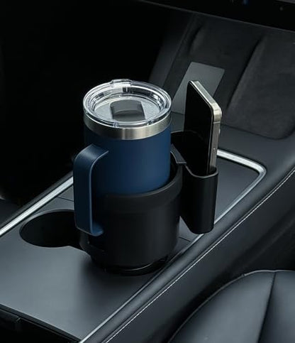 Seven Sparta Cup Holder Expander with Phone Holder & Cable Access, 3-in-1 Car Organizer, Side Storage Box for Phone/Cards, Compatible with Yeti, Owala, Hydro Flasks & Large Bottles Mugs in 3.4"-3.8" - size: Medium
