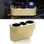 Car Cup Holder, PU Leather Auto Front Seat Organizer, Multifunctional Cup Drink Holders, Gap Filler Storage Box Coin Bucket Console Side Pocket Cell Mobile Phone Holder (Beige) - color: Beige