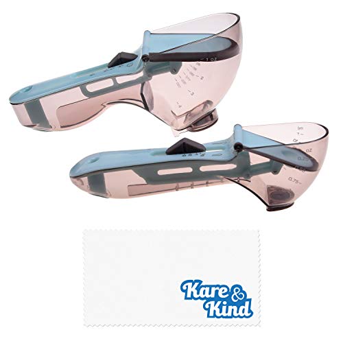 Kare & Kind 2x Adjustable Measuring Cups/Spoons - Large and Small - Imperial and Metric - Oz, Ml, Cups, Tbsp, Tsp - Adjustable Space Saving Kitchen Tool for Cooking and Baking - Wet and Dry