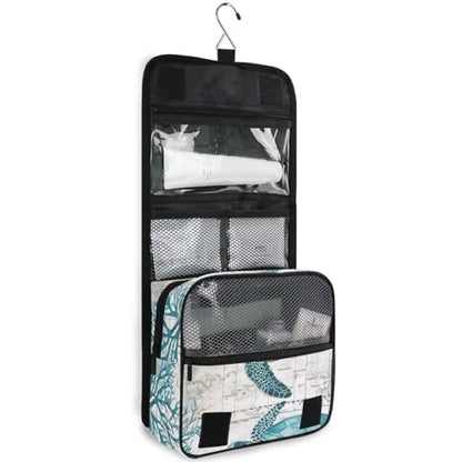 Retro Sea Turtle Nautical Map Hanging Toiletry Makeup Bag Travel Organizers Toiletries Cosmetics Bag for Men Women - color: Turtle