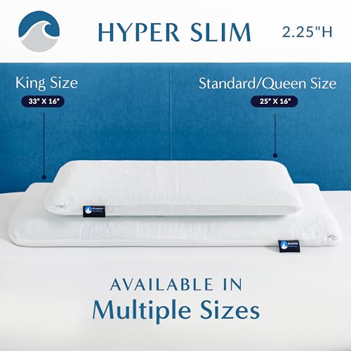 Bluewave Bedding Hyper Slim Gel Memory Foam Pillow for Stomach and Back Sleepers - Thin, Flat Design for Cervical Neck Alignment and Deeper Sleep (2.25-Inches Height, Standard Size) - style: 2.25"H Hyper Slim (Standard)