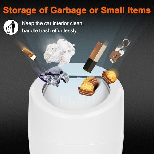 Car Trash Can, 2 Packs Mini Car Garbage Can Cup Holder with Lid | Leakproof Car Trash Bin with 60 Trash Bags, Vehicle Front Back Seat Organizers and Storage for Car, Home, Office, White - color: White