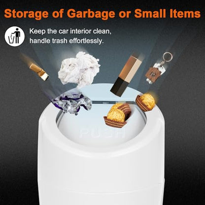 Car Trash Can, 2 Packs Mini Car Garbage Can Cup Holder with Lid | Leakproof Car Trash Bin with 60 Trash Bags, Vehicle Front Back Seat Organizers and Storage for Car, Home, Office, White - color: White