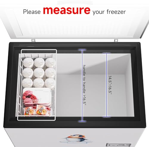Slideep Chest Freezer Organizer Bins 16.5 Inch, Deep Upright Freezer Baskets Metal Wire Storage Container for Kitchen, White, Set of 2 - color: 16.5''-White