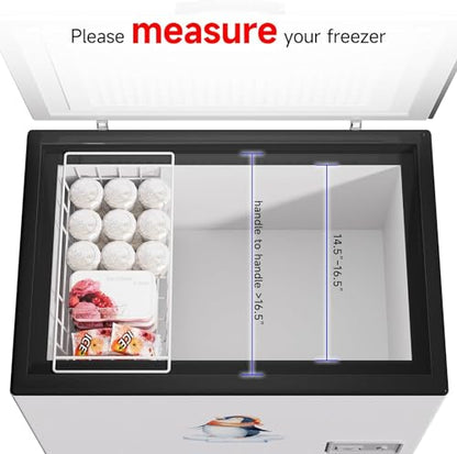 Slideep Chest Freezer Organizer Bins 16.5 Inch, Deep Upright Freezer Baskets Metal Wire Storage Container for Kitchen, White, Set of 2 - color: 16.5''-White